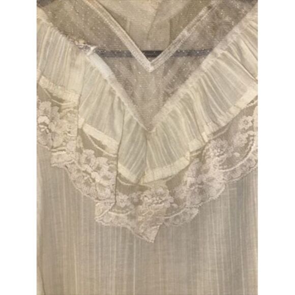 Vtg 1970s Gunne Sax Jessica's Gunnies Victorian High Neck Blouse Ivory Pearls M - Picture 9 of 12
